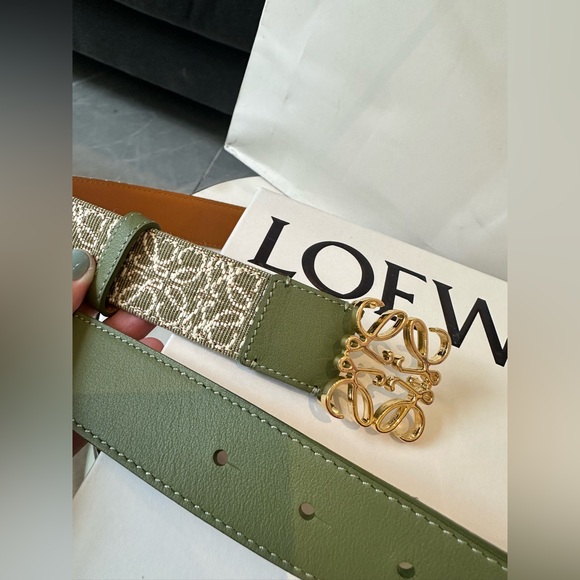 Loewe Canvas Belt Anagram Green Cotton-Blend and Leather Size 85 or EUR 36 - Picture 11 of 13